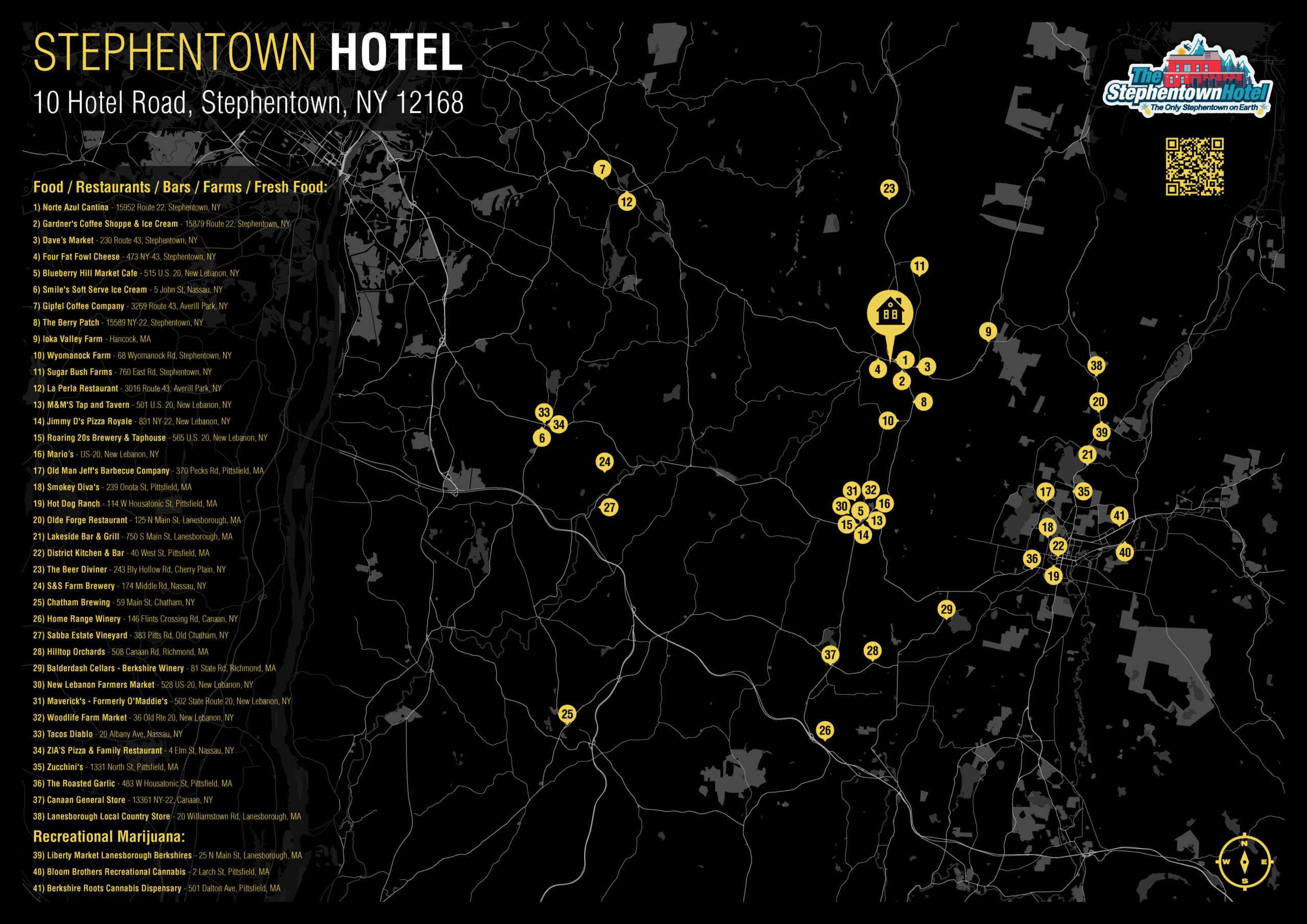 2024 Stephentown Hotel Map. Food, Restaurants, Bars